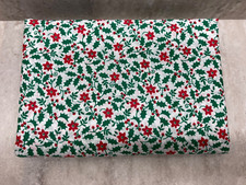 Christmas Fabric 66 x 44 Red/Green - Poinsettia and Holly Design new w/o tags
