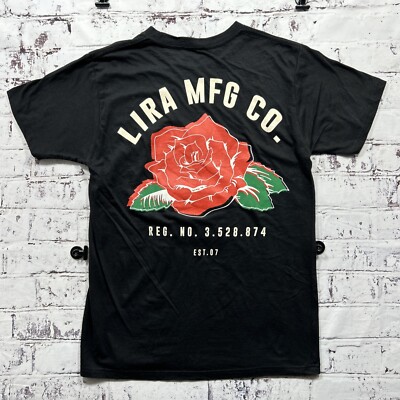 Lira MFG Co. Red Rose Black T Shirt Men's Size M | eBay