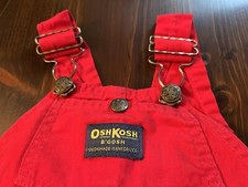Vintage OshKosh B'Gosh Overalls Vestbak Red Twill Boys Girls 18 Months USA Made