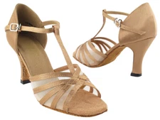Women's 16612 Brown  Satin Ballroom Salsa Latin Dance Shoes heel 2.5 Size 9.5