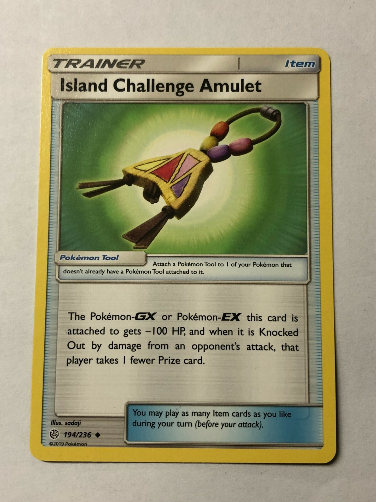 Pokemon Card Cosmic Eclipse Island Challenge Amulet 194/236 Near Mint