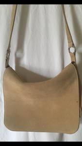 beige suede crossbody bag