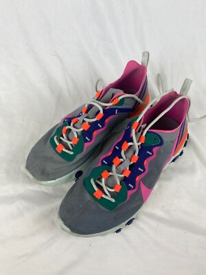 Nike React Element 55 Wolf Grey Fuchsia Running Shoes BQ2728-006 Womens Size 8.5