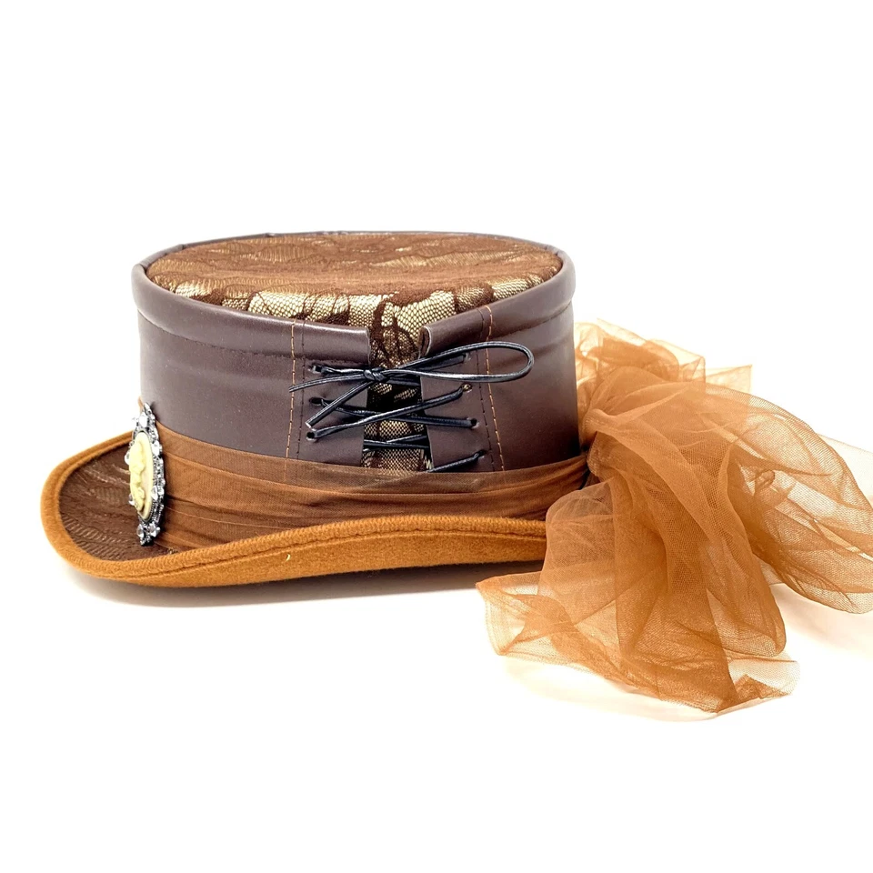 Steampunk Viajero en el Tiempo Estilo Sombrero de copa Pluma Halloween Disfraz Juegos con disfraces Sombrero Foto 3 de 4