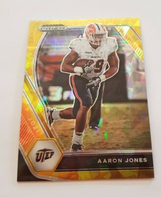 2021 Panini Prizm - ' Aaron Jones - Miners/Packers ' - Gold Ice Parallel 