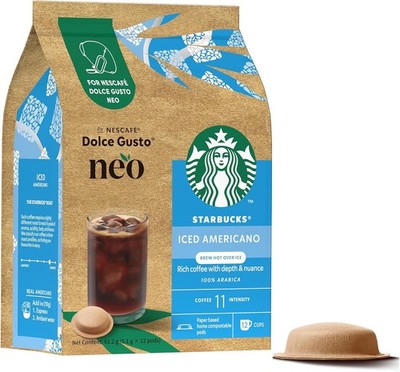 Starbucks Iced Americano Coffee Pods 12ct for Nescafe Dolce Gusto NEO Paper Pods