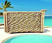 Vintage Clutch Purse Handbag Beaded Faux Pearls Made In Japan by Hand Top Zip