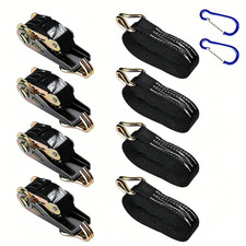 Ratchet Straps Tie Down 4 x 25mm endless 6 Metre Black 3000kg Lashing Straps UK