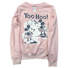 Disney Womens Pink Mickey  Minnie Mouse Sweatshirt Sweat Shirt X-Small 1