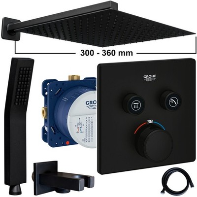 Grohe SmartControl Unterputz Duscharmatur Schwarz, Thermostat, Kopfbrause XL/XXL