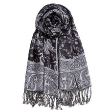 AUSEKALY Pashmina Feel Shawls Wraps for Women Rave Scarf Large, Black White