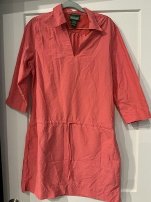 L.L. Bean Tech Adventure Dress, Womens Tie Waist Pink Size M, hiking summer camp
