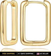 14K Gold Square Hoop Earrings for Women - Small to Large Sizes Available