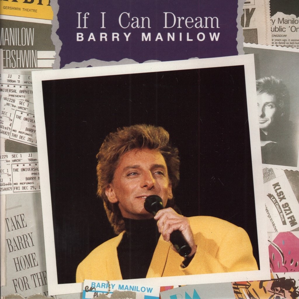 Barry Manilow If I Can Dream 7"" vinyl UK Arista 1990 pic sleeve has name sticker
