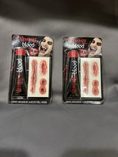 2x lot Halloween Vampire Blood Tattoos Makeup Kit Costume Theater Face Cosplay