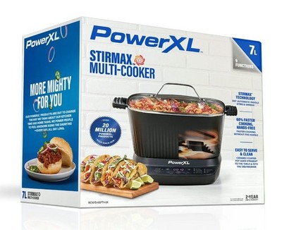 PowerXL StirMax Multi-Cooker Slow Cooker 7.5 qt Hands-Free Cooking Black