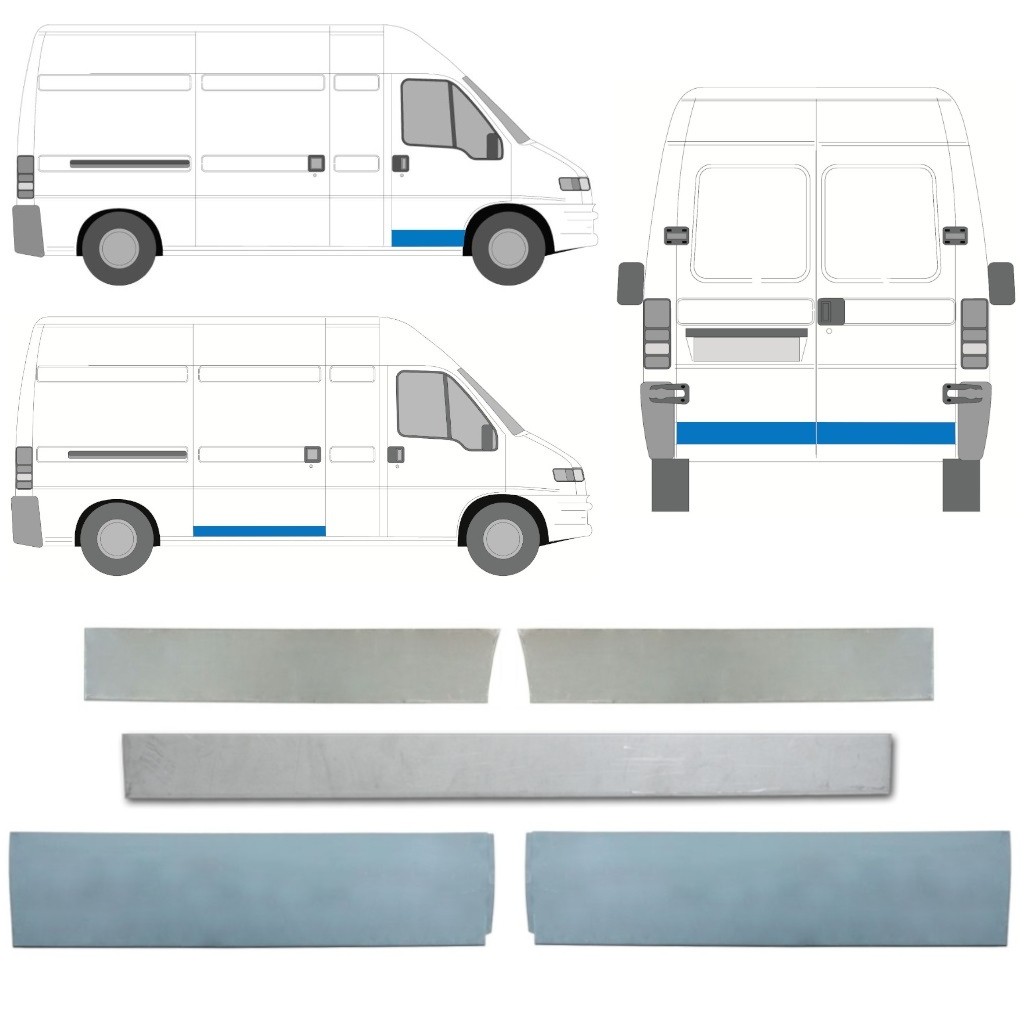 Door repair panel for Fiat Ducato 1994-2006 / Left+Right / Set