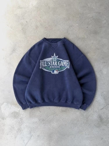 Vintage 2001 MLB All-Star Game Embroidered Sweatshirt Mens Size L Blue Crewneck - product listing photo