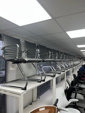 Executive Meeting Chair, Grey Ribbed Vinyl, Chrome Cantilever Frame