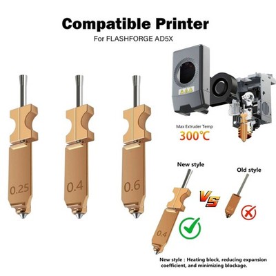 1/2/3/5pcs 0.25/0.4/0.6mm Quick-Detachable Nozzle For Flashforge AD5X 3D Printer