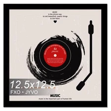 Fxojyvo Vinyl Record Frame for the Wall Display Album Cover, Black 12.5 x 12....