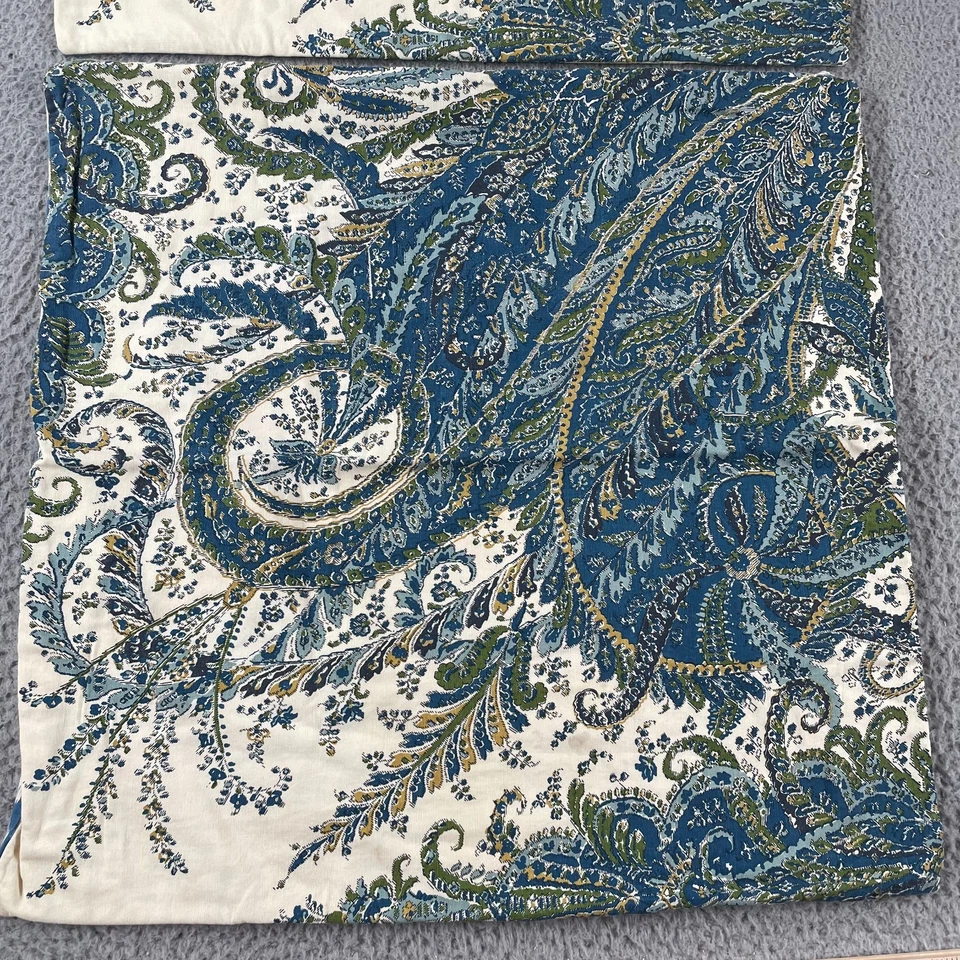 Travesseiro Pottery Barn capa falsa mistura de linho azul paisley Ikat 24"X24" falhas - Imagem 2 de 4