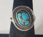 Vintage Sterling Silver SOUTHWESTERN Navajo Turquoise Ring Lot Sz ~8.5