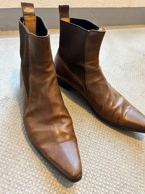 Dolce&Gabbana Men 9.5US Horsehide Leather Side Gore Boots Luxury Classic Stylish