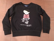 Polo Ralph Lauren Polo Bear Girl s Sweatshirt Sz 8-10 Black Fleece
