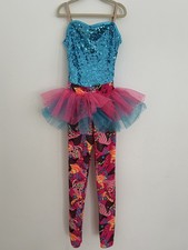 Weissman Girls Medium 7/8 Hip Hop Jazz Dance Costume Halloween Colorful Tutu 80s