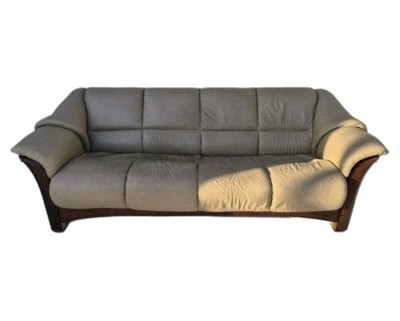 Ekornes Oslo Beige Wood Trim Sofa