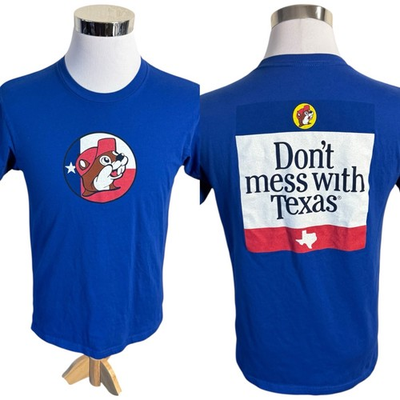 #ad #ad Buc ees Dont Mess With Texas T Shirt Men#x27;s Size Medium M Blue Gas Station $18.88