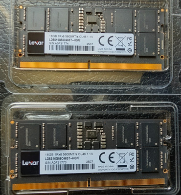 Lexar 32GB DDR5 Laptop/Notebock RAM SODIMM 5600MHz 1.1V,(2*16GB LD5S16G56C46ST)