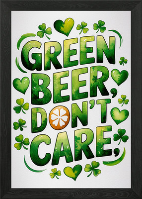 Green Beer, Don't Care St. Patrick' gerahmtes Wandbild Poster Leinwanddruck Bild