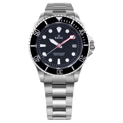 Ratio FreeDiver Black Dial Sapphire Quartz Diver's 200M RTF031 Men's Watch
