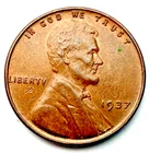 1937-P Uncirculated Lincoln Wheat 1c ~ Small Reverse Lamination Peel ~ NICE~ E18