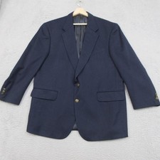 Oscar De La Renta Blazer Mens 46R Navy Blue Wool 2 Button Sport Coat Jacket