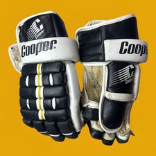 Rękawice hokejowe Cooper SC Pro Senior 15" Skóra Czarne Białe Złote Pittsburgh Długopisy
