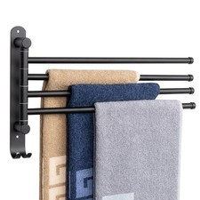 4-Arm Swivel Hand Towel Bar Wall Mount Bathroom Swing Hanger Towel Rack Holder
