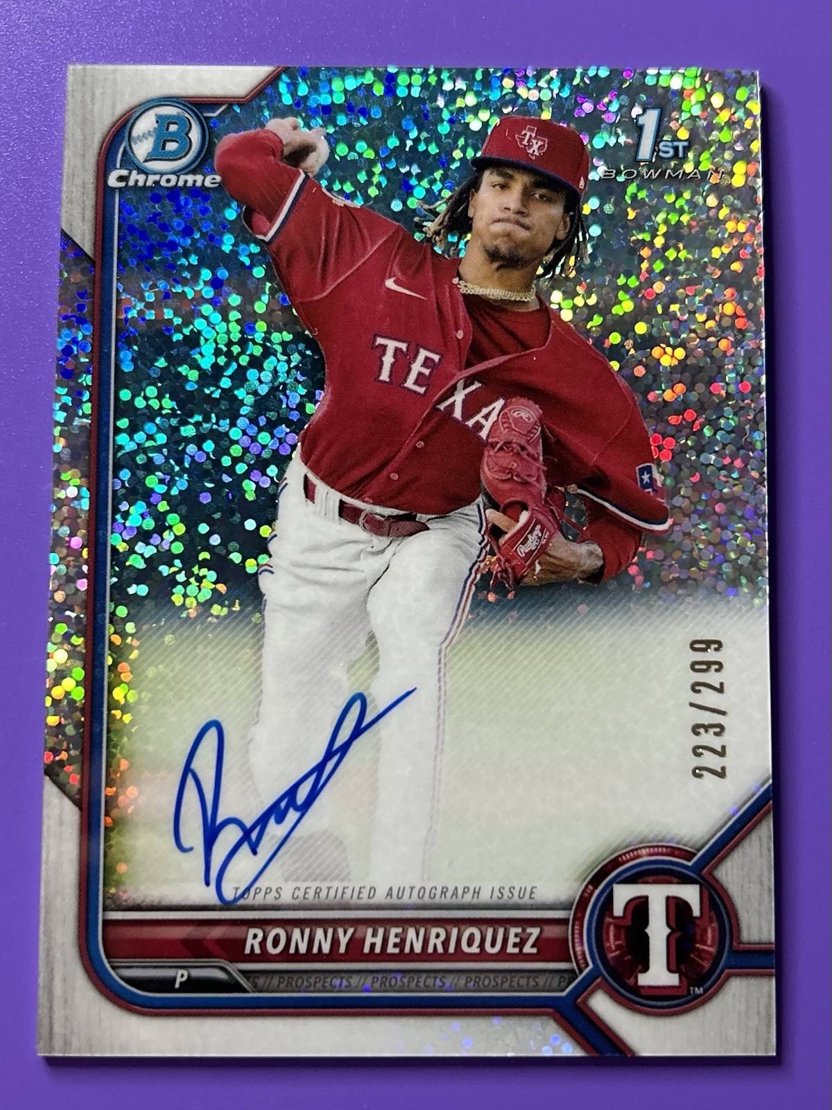 2022 1st Bowman Chrome Ronny Henriquez RC🔥 Speckle Refractor Auto #/299 Marlins