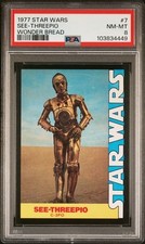 1977 STAR WARS WONDER BREAD #7 C-3PO ROOKIE THREEPIO PSA 8 (LOOKS BETTER) NM-MT