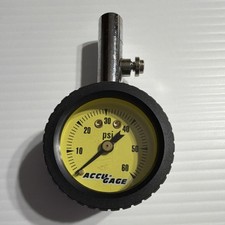 Accu-Gage Air Pressure Gauge 0-60 psi Yellow Dial Tire Tool UPC 021134442260