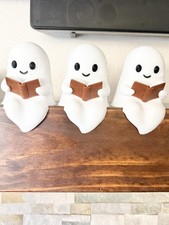 Set of 3 3D Resin Ghost Night Lights LED Halloween Spooky Decor Home