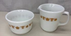 Vintage Corning PYREX Creamer Cup and Custard Dish. Gold Butterfly.