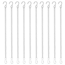 10Pcs Stained Glass Chain with Safety Hooks Silver Chains for Hanging Baskets