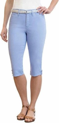 Gloria Vanderbilt Women s Capri Pants Size 18 Blue Belted Roll Tab Hem Stretch