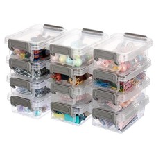 12 Pack Clear Plastic Bead Organizer, Small Storage Containers with lids, Sta...