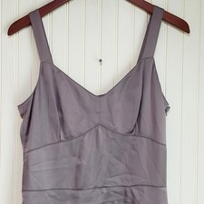 Calvin Klein Dress Womens 4 Gray Sleeveless V Neck Sheath Knee Length Pockets