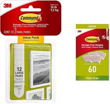 Command Picture & Frame Hanging Strips Value Pack Large White - 12 Pairs (24) 2.25 per strip
