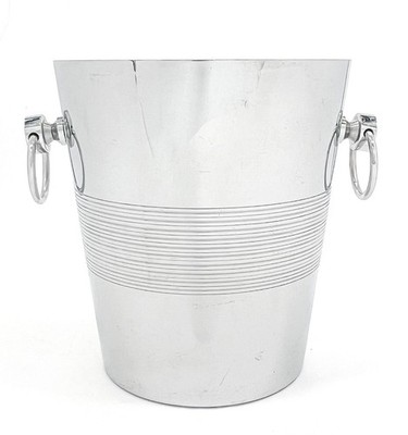 Mid-Century André Leroy French Chrome Champagne Bucket / Ice With Ring Handles